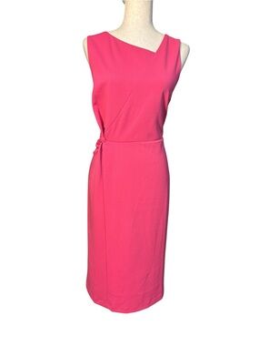 NWT Talbots Pink Sheath Dress Asymmetrical Neck Side Knot Size 10